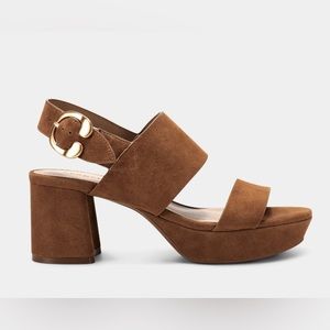 NIB Aerosoles Camera cognac suede block heel platform sandal